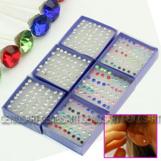Wholesale Lots 144pairs 6Boxes Mixed Color Round Crystal Earring Studs Jewelery