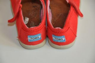 Tiny Toms Red Canvas Mary Jane Ballet Flat Shoes Size 7 Toddler