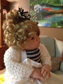 Reborn Baby Girl Toddler Doll Cute Blonde Curls Pierced Ears French Manicure