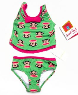 Small Paul Frank Baby Girls Green Pink Tankini Swimsuit Swim Suit