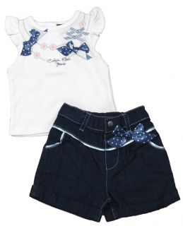 Calvin Klein Jeans Baby Girls White Shirt Blue Jean Shorts Set
