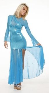 Sexy Long Sleeves Mesh Inset Metallic Evening Gown
