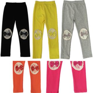 Kids Toddlers Girls Lovely Cotton Soft Bow Cat Leggings Pants 5 Color 2 7T