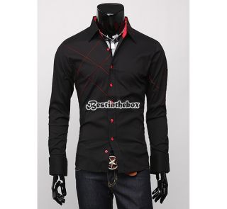Hot Sale Mens Gents Formal Casual Sexy Slim Fit Dress Long Sleeve Shirt