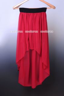 7 Colors Sexy Asymmetric Long Maxi Skirt Elastic Waist Band Chiffon Casual Dress
