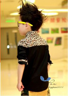 New Kids Clothing Cool Boys Fashion Leopard Print Blouse T Shirts Tops sz2 7Y