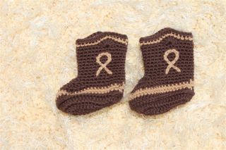 Cute Handmade Crochet Knit Grey Brown Cowboy Baby Hats Boots Newborn Photo Prop