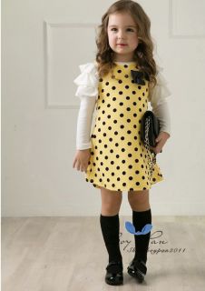 New Children Clothing Sweet Girls Princess Lovely Dots One Piece Dress sz2 7Y