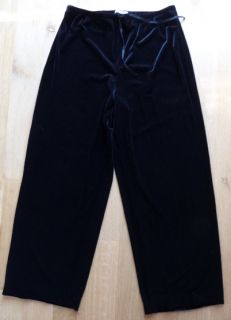 Old Navy Womens Black Stretch Velvet Elastic Waist Pants Sz L 29" L Wide Leg