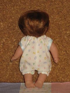 OOAK Berenguer 5" Itty Bitty Baby Girl Cotton ABC Romper Blanket Monique Wig Set