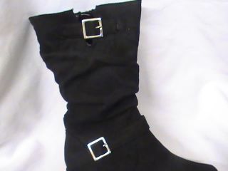 Black Suede Boots w Wedge Heel TG Yth Sz 10