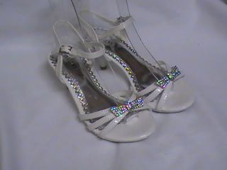 Girls White Dress Shoes Pageant Heels T 28 YT Sz 10