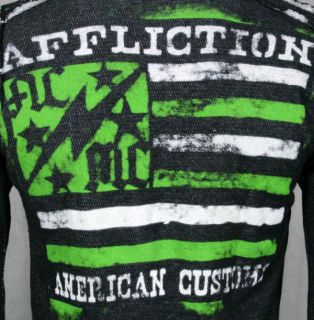 Affliction Men's AC Flag Reversible Thermal Shirt Black White New