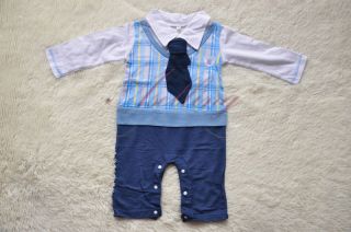 Boy Baby Formal Suit Tuxedo Set Romper Pants One Piece Outfit Jumpsuit Autumn