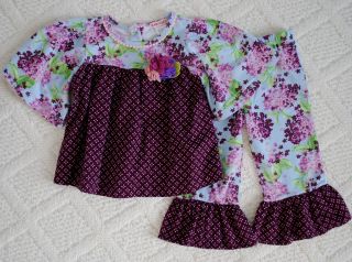 Baby Nay Spring Floral Swing Top Ruffle Pants Set Size 2 2T