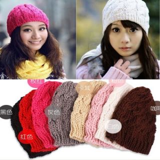 New 2012 Women Warm Winter Beret Braided Baggy Beanie Crochet Hat Ski Cap 9Color