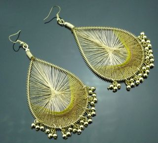Fashion Sexy Gold Tone Balls Thread Water Drop Dangle Earrings Charm C38