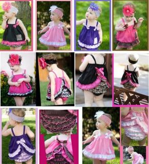 Girl Baby Ruffle Top Pants Headband Set S0 3Y New Bloomers Nappy Cover Clothes