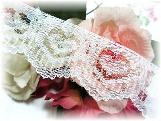 15yds Darling 1 1 2" Ivory Hearts Lace Trim Baby Dolls New
