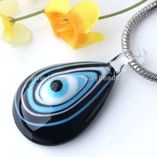 1pc Blue Evil Eye Lampwork Glass Pendant Necklace Bead