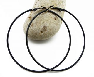 Fashion Sexy Black Big Circle Hoop Earrings 3 1 inches 80mm Charm Huge Round P25