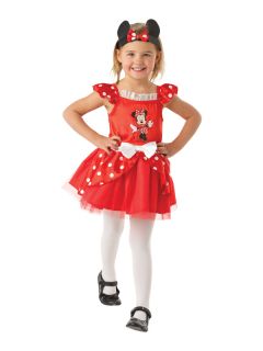 Child Licensed Disney Red Minnie Mouse Ballerina Fancy Dress Costume Kids Girls