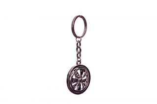 Silver Spinning Key Holder Chain Keychain Wheel Auto Tire Car Rim Spinners New