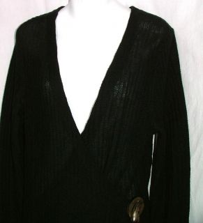 Ralph Lauren Black Linen Long Duster Jacket Womens Size Large L Wrap Styler