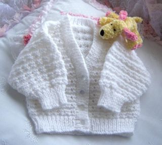 Hand Knitted Baby Cardigans Sizes 0 3mths 3 6mths Colour Choice Brand New