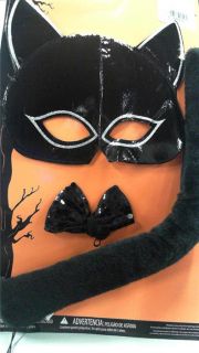 Black Cat Costume Kit Girls Kids Eye Mask Child Solid