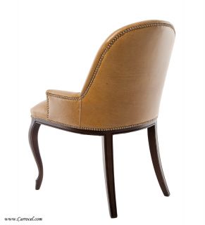 Custom Accent Dining Chair with Italian Leather and Head to Head Nails