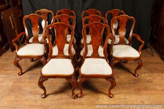 Set Queen Anne Dining Chairs Walnut Chair 10 Seats