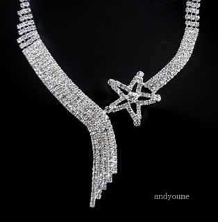 Swarovski Crystal Wedding Party Bridal Jewelry Set Tassel Necklace Earring 0032D