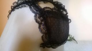Cute Sexy Black Polkadot String Bikini Panties Baby Doll Frilly Knickers