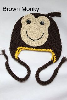 New Handmade Baby Crochet Sock Monkey Orangutan Hat Photograph Newborn to 3 Year