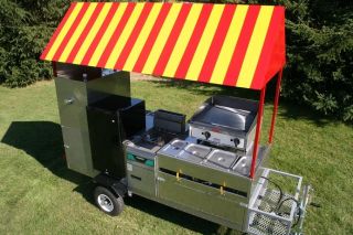 Hot Dog Cart Vending Concession Trailer Limo Fully Loaded Griddle Fryer Fridge