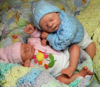 Reborn Caroline Elias "Twins" by Tina Kewy Lifelike Boy Girl Baby Doll Twins
