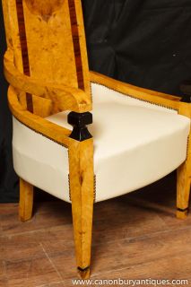 Pair Art Deco Arm Chairs High Back Club Chair Seat