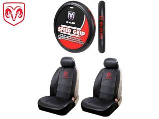 5 PC Dodge RAM Syn Leather Seat Covers Steering Wheel Cover Fits All Dodge RAM