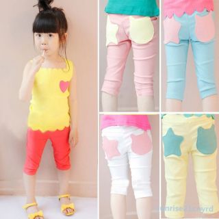 Baby Girls Stars Pattern Elasticity Trousers Kids Clothes Pants Leggings Sz 1 6Y