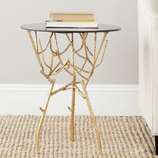 Gold Iron Black Glass Top Sticks Modern Style Living Room Side Chair End Table