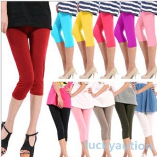 Women Sexy Seamless Basic Yoga Solid Stretch Tights Skinny Cropped Legging Pants