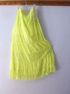New Lapis Long Lime Kiwi Green Lace Peasant Boho Maxi Dress Skirt 16 18 14 XL