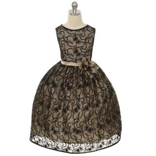 Kids Dream Girl 8 Black Lace Champagne Special Occasion Girl Dress