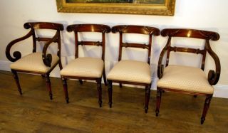 Set 10 Regency Mahogany Carved Dining Chairs Seats Chair