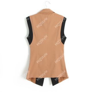New Womens European Fashion Slim Pocket Sleeveless Vest Coat Jacket Brown B2751C