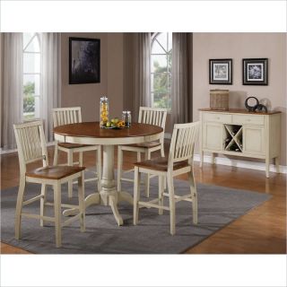 Steve Silver Company Candice Round Counter Height Oak White Dining Table