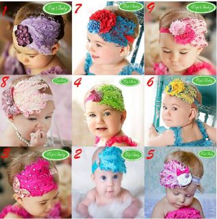 Natural Feather Flower Diamond Headband Baby Girl Hairband Shower Photo Prop New