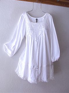 New $118 XCV1 Long White Vintage Lace Peasant Boho Blouse Tunic Top 16 18 14 XL