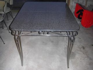 RARE Black Vintage Chrome Formica Kitchen Table 4 Chairs Set Retro Mid Century